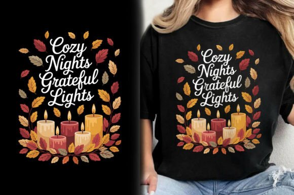 Cozy Nights Grateful Lights Fall T-Shirt Graphics