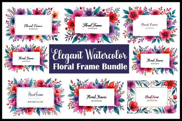 Elegant Watercolor Floral Frame Bundle