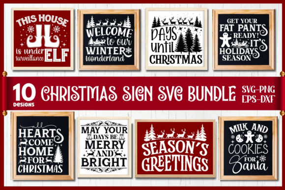 Farmhouse Christmas Sign SVG Bundle: Graphics for Crafts