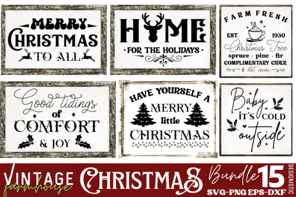 Farmhouse Christmas SVG Bundle: Graphics for Crafts & Content