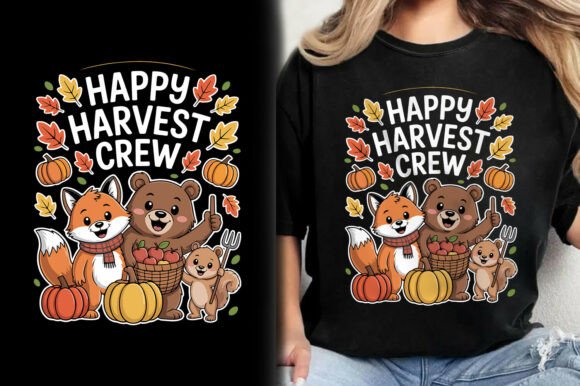 Happy Harvest Crew Animals Vector Shirt Graphics