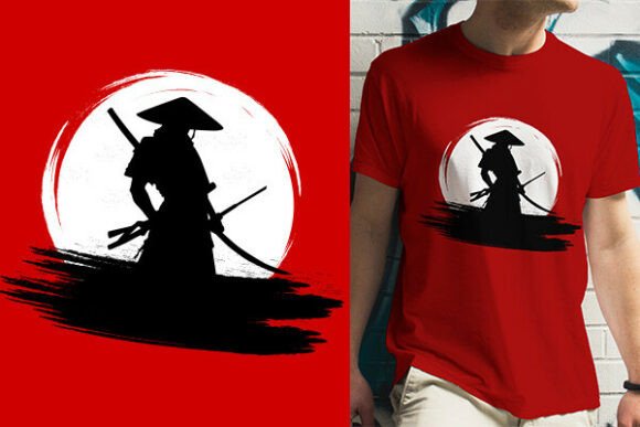 Samurai Silhouette Katana T-shirt Design